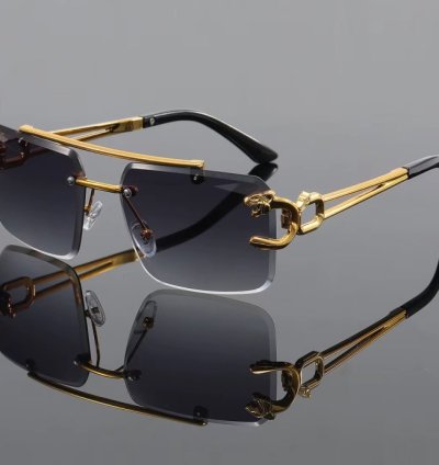 1pc Unisex Casual Hollow Out Design Retro Rimless Square Glasses For Daily Life Outdoor Vacation Beach Street-Photography