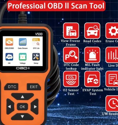 Car OBD2 Scanner Diagnostic Tool Code Reader, Car Voltage Tester Engine Fault Code Scanner, Charging Tester Diagnostic Tool V500