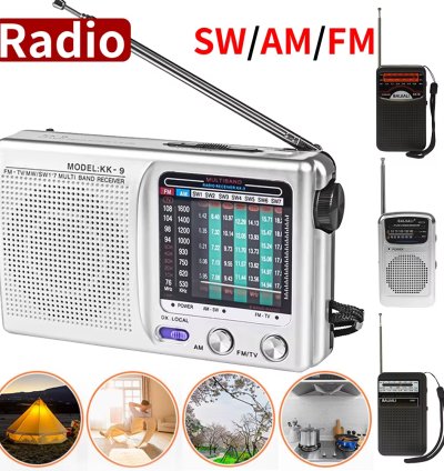 Digital Radio Built-in Speaker Portable Mini Radio SW/AM/FM Battery Operated Telescopic Antenna for Indoor Outdoor Emergency Use